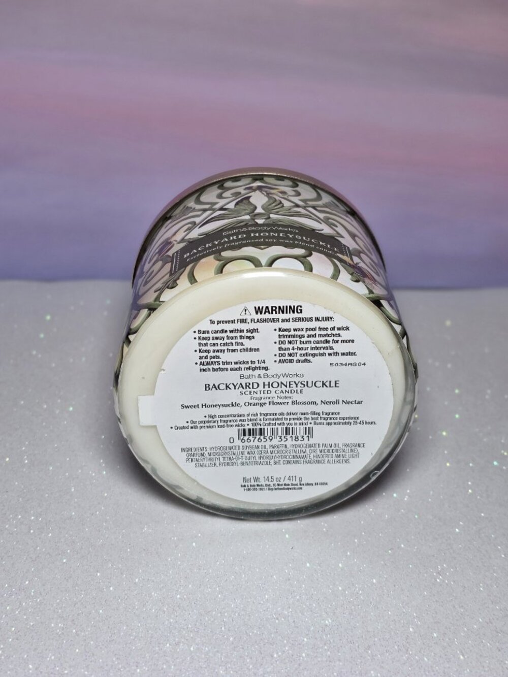 NEW*Bath & Body Works Backyard Honeysuckle 3 Wick Candle - Picture 3 of 3